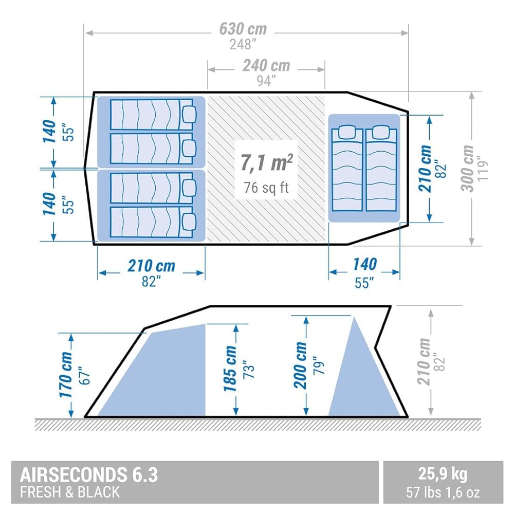 ケシュア　2seconds XL air 6キロ　3人用 ケシュア 2seconds XL air 6キロ 3人用 QUECHUA (ケシュア
